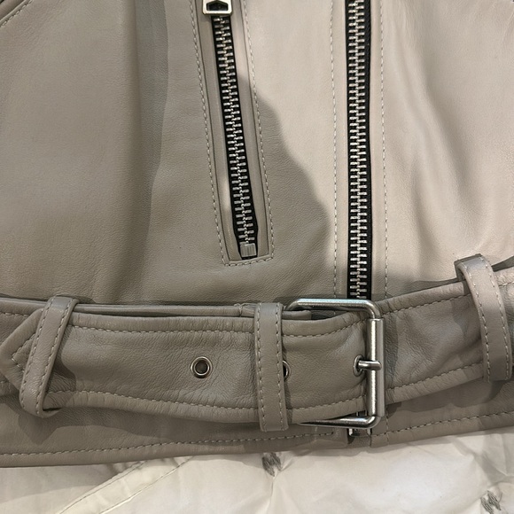 ALL SAINTS leather jacket- size 4.  Medium putty color-warm gray. - Picture 8 of 10